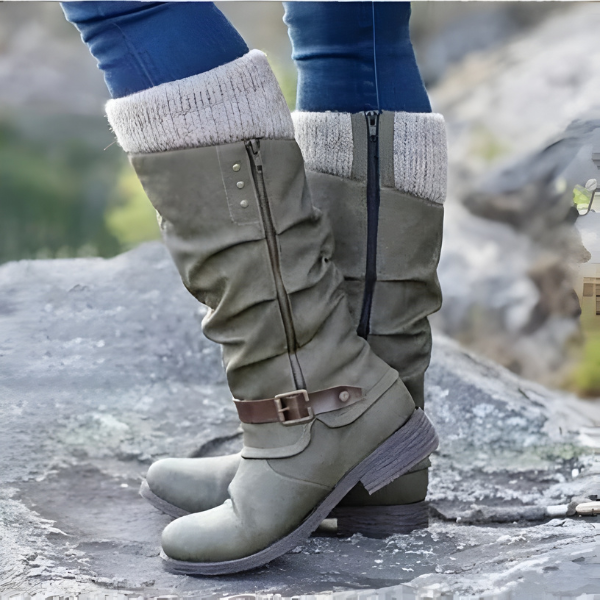 Stiefel Damen mit Falten und praktischen Riemen - 5 - Trendlinie