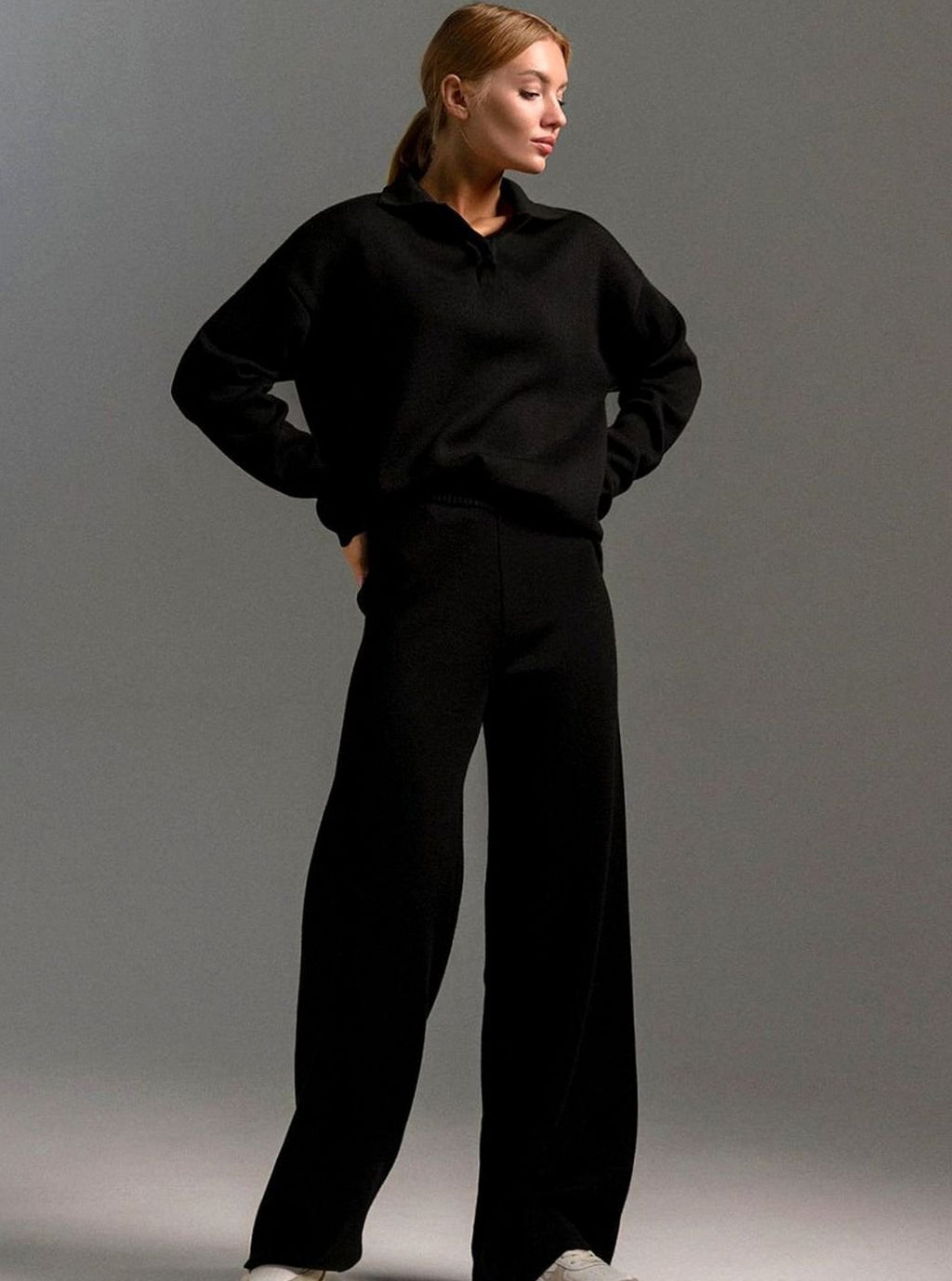 Damen Lounge Outfit mit elegantem Kragen und weitem Schnitt - 2 - Trendlinie