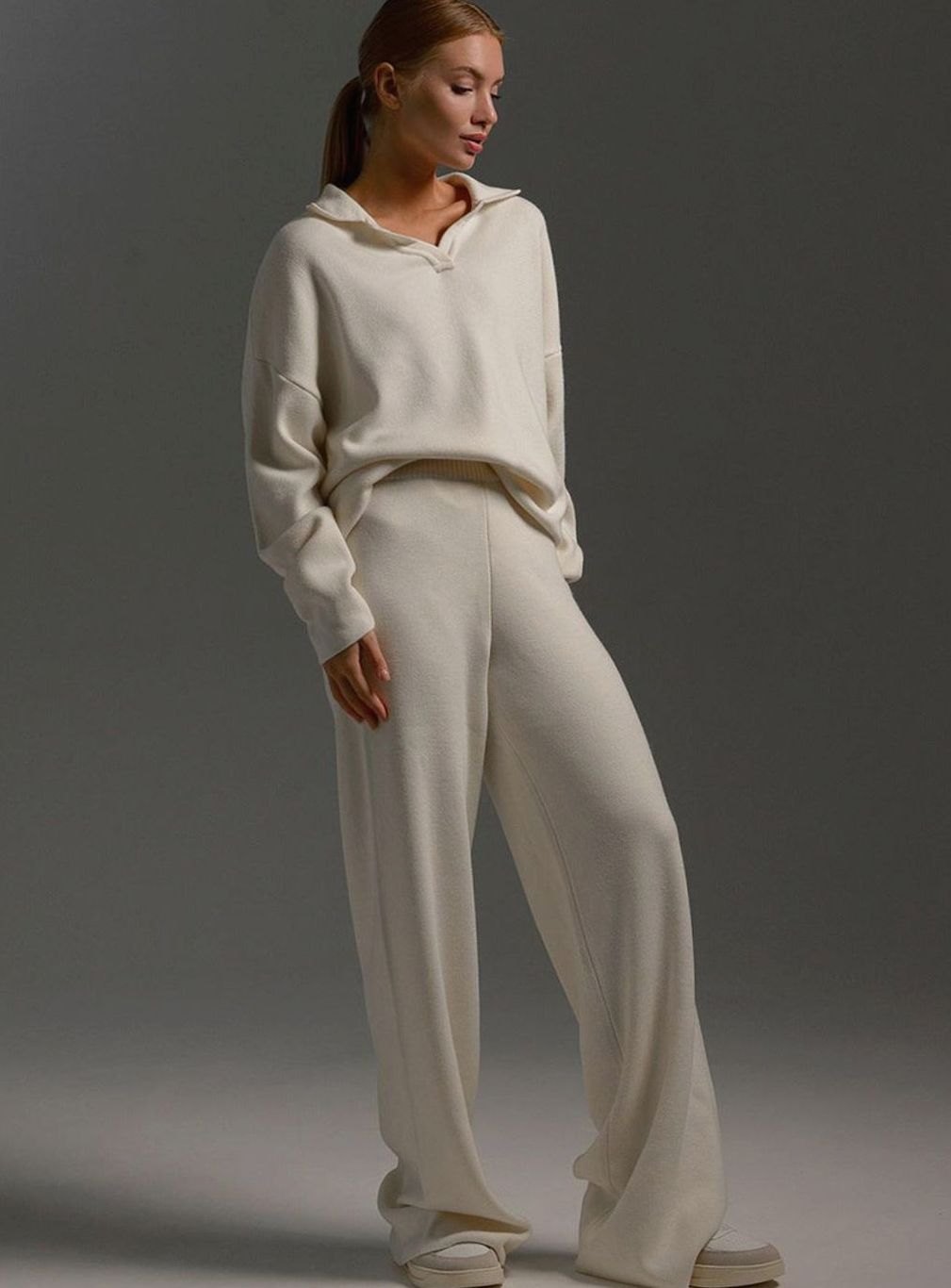Damen Lounge Outfit mit elegantem Kragen und weitem Schnitt - 6 - Trendlinie