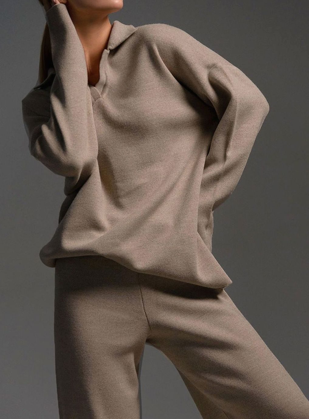 Damen Lounge Outfit mit elegantem Kragen und weitem Schnitt - 8 - Trendlinie