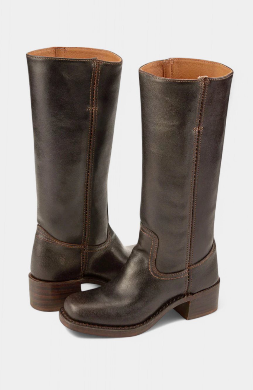 Kniehohe Damenstiefel mit Blockabsatz und taillierter Form - 5 - Trendlinie