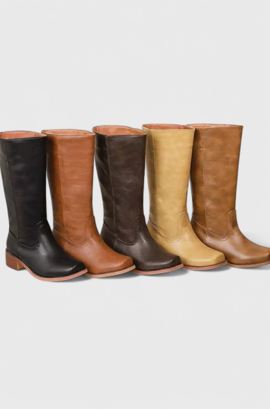 Kniehohe Damenstiefel mit Blockabsatz und taillierter Form - 8 - Trendlinie