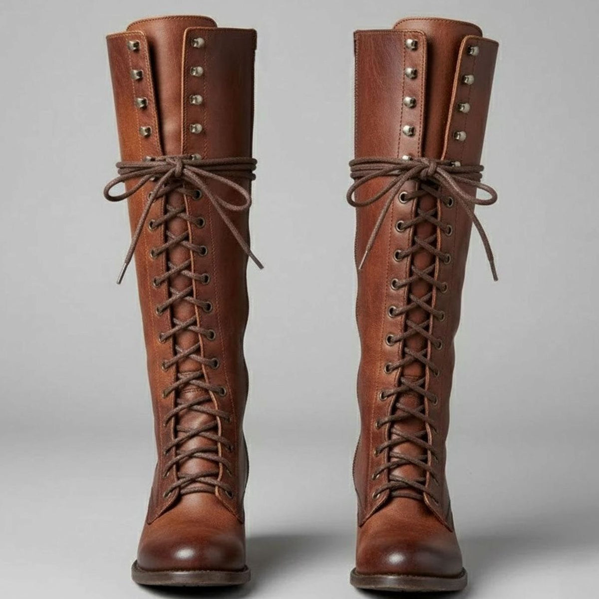 Stiefel Damen kniehoch mit Schnürung und Blockabsatz - 3 - Trendlinie
