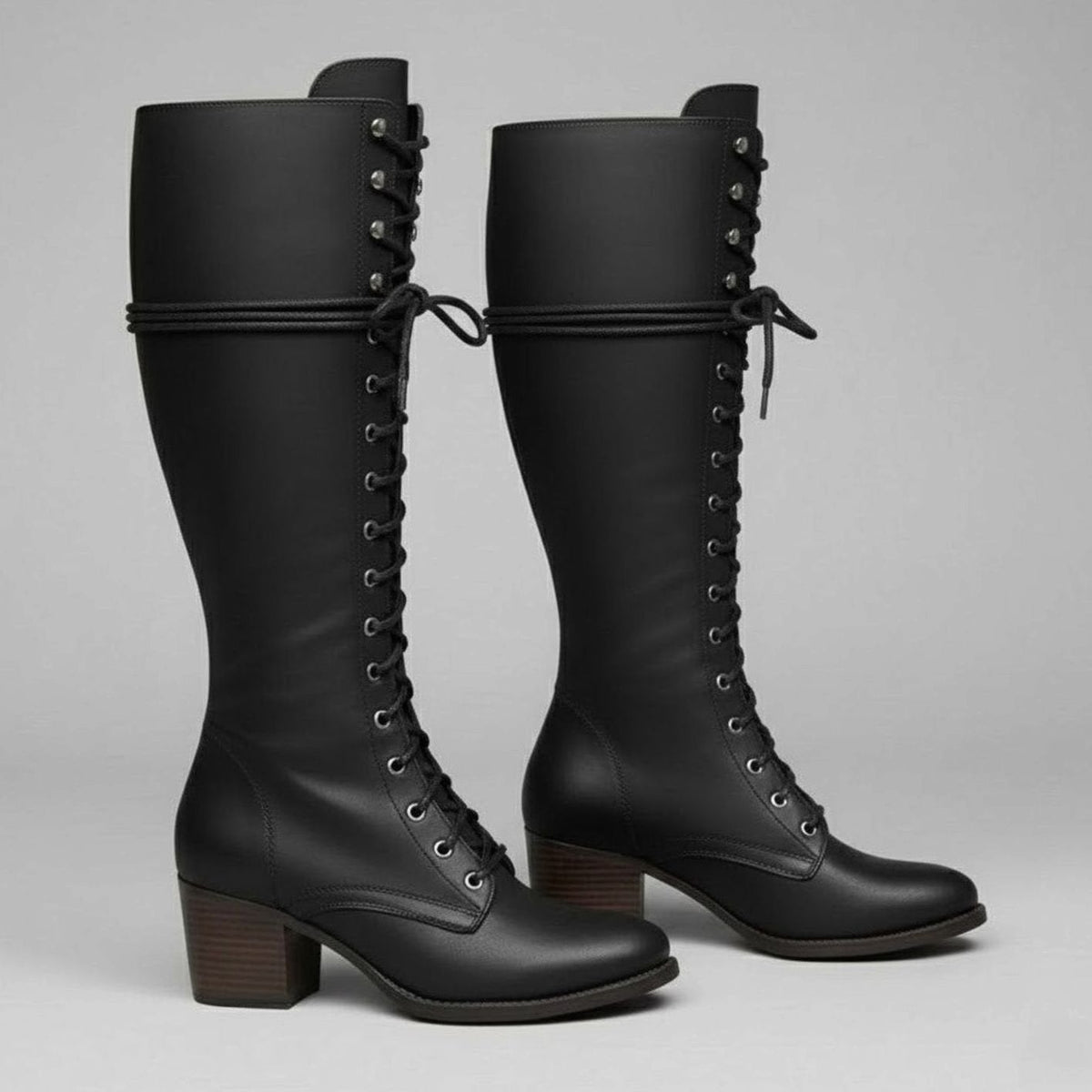 Stiefel Damen kniehoch mit Schnürung und Blockabsatz - 6 - Trendlinie