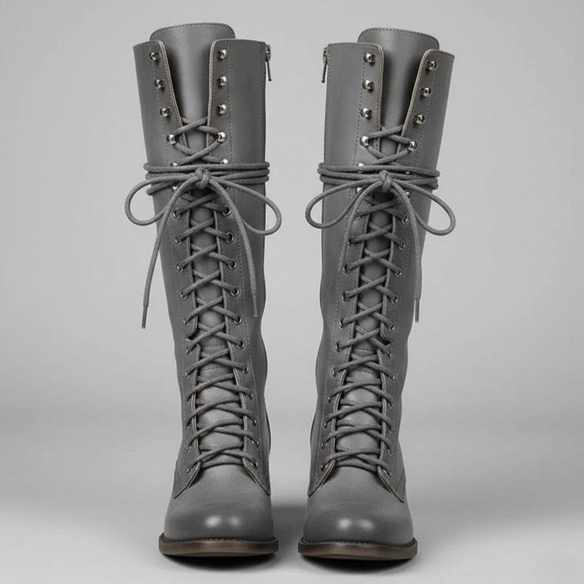 Stiefel Damen kniehoch mit Schnürung und Blockabsatz - 7 - Trendlinie