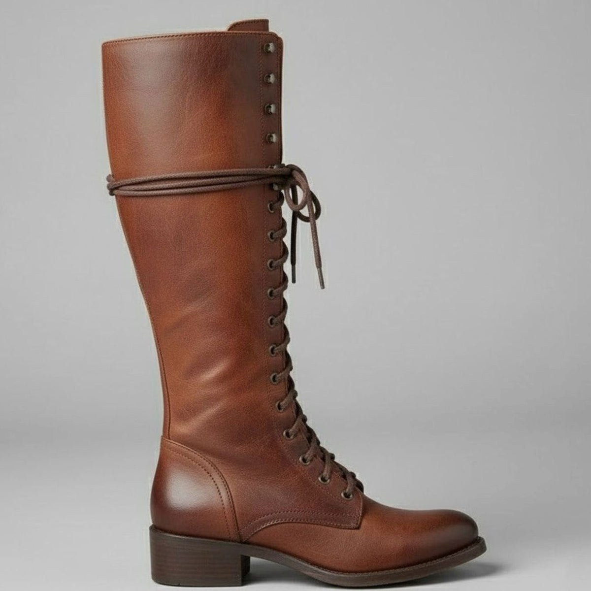 Stiefel Damen kniehoch mit Schnürung und Blockabsatz - 8 - Trendlinie
