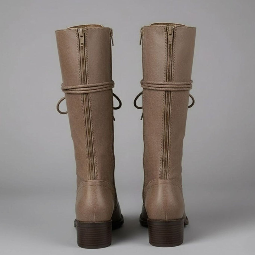 Stiefel Damen kniehoch mit Schnürung und Blockabsatz - 9 - Trendlinie