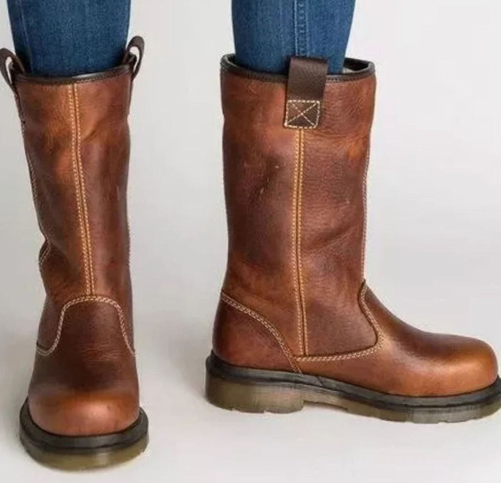 Damen Boots in Braun, Schwarz und Grau mit praktischem Zugsystem - 1 - Trendlinie