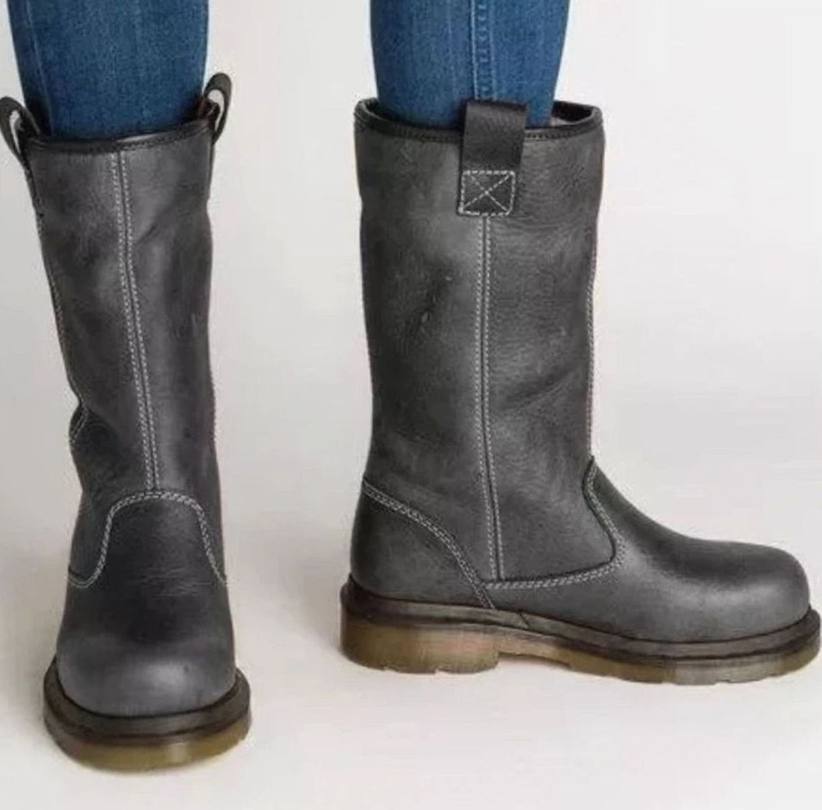 Damen Boots in Braun, Schwarz und Grau mit praktischem Zugsystem - 3 - Trendlinie