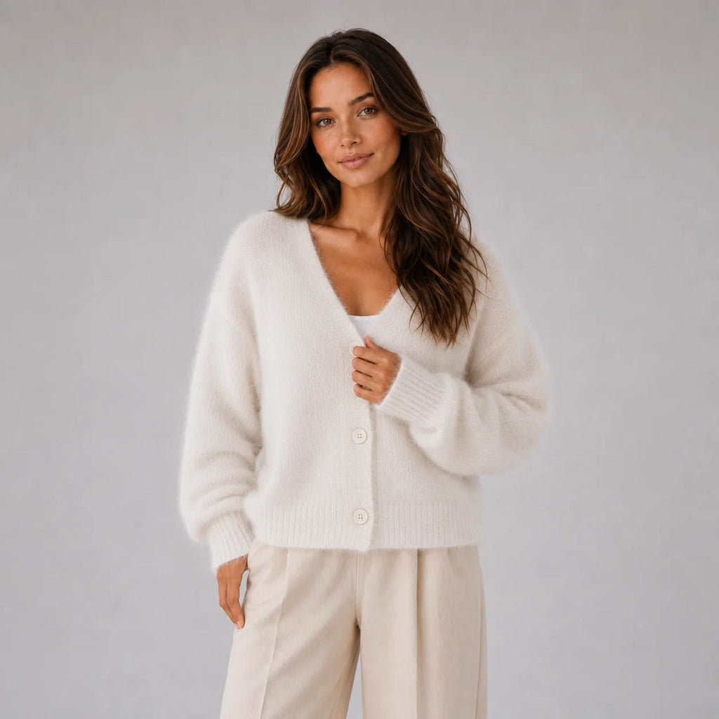 Cardigan Damen mit V-Ausschnitt und Knopfverschluss, lässig und elegant - 4 - Trendlinie