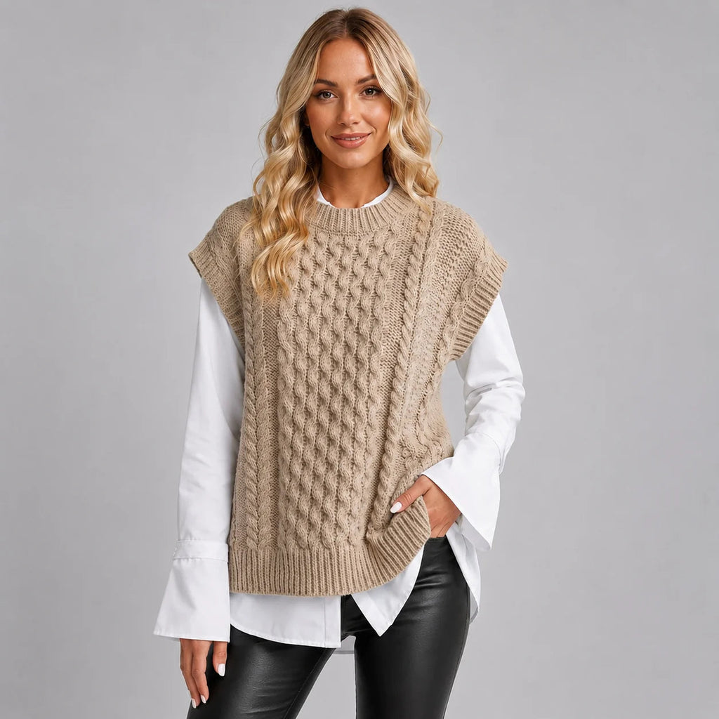 Ärmellose Damenweste mit Rundhals und strukturiertem Design - 1 - Trendlinie