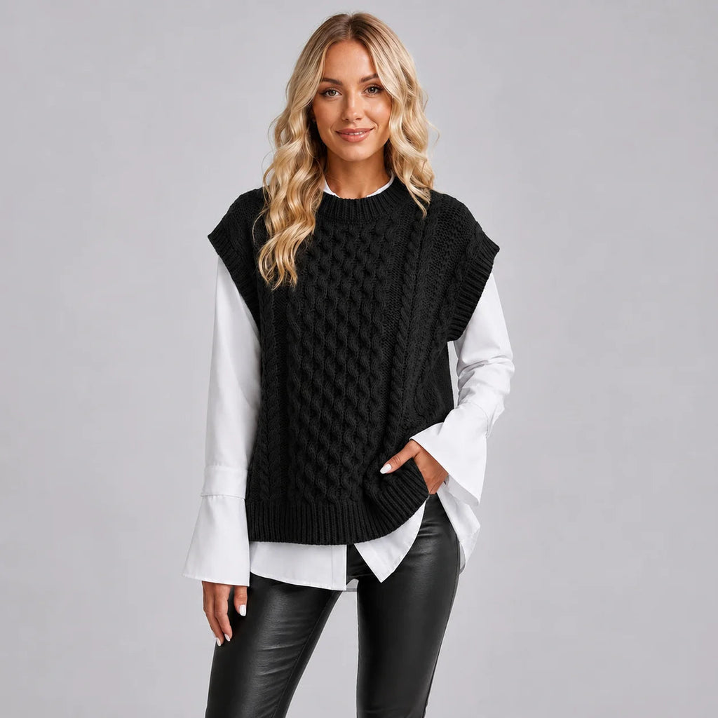 Ärmellose Damenweste mit Rundhals und strukturiertem Design - 3 - Trendlinie