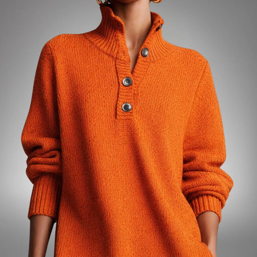 Strickkleid Damen mit Stehkragen und Knopfverschluss - 2 - Trendlinie