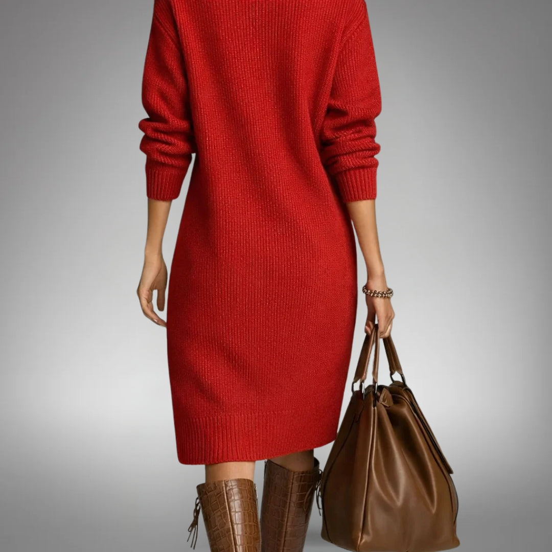 Strickkleid Damen mit Stehkragen und Knopfverschluss - 5 - Trendlinie