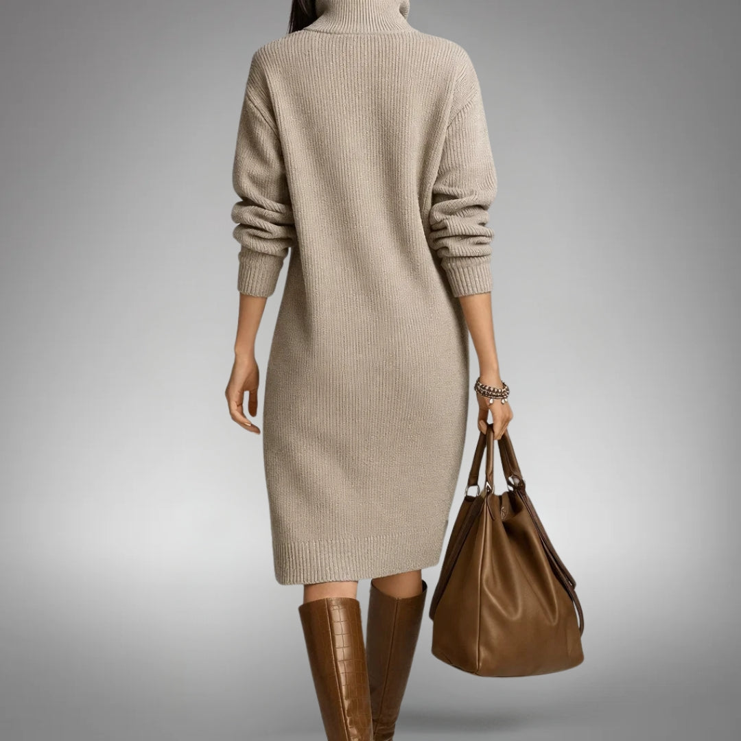 Strickkleid Damen mit Stehkragen und Knopfverschluss - 7 - Trendlinie