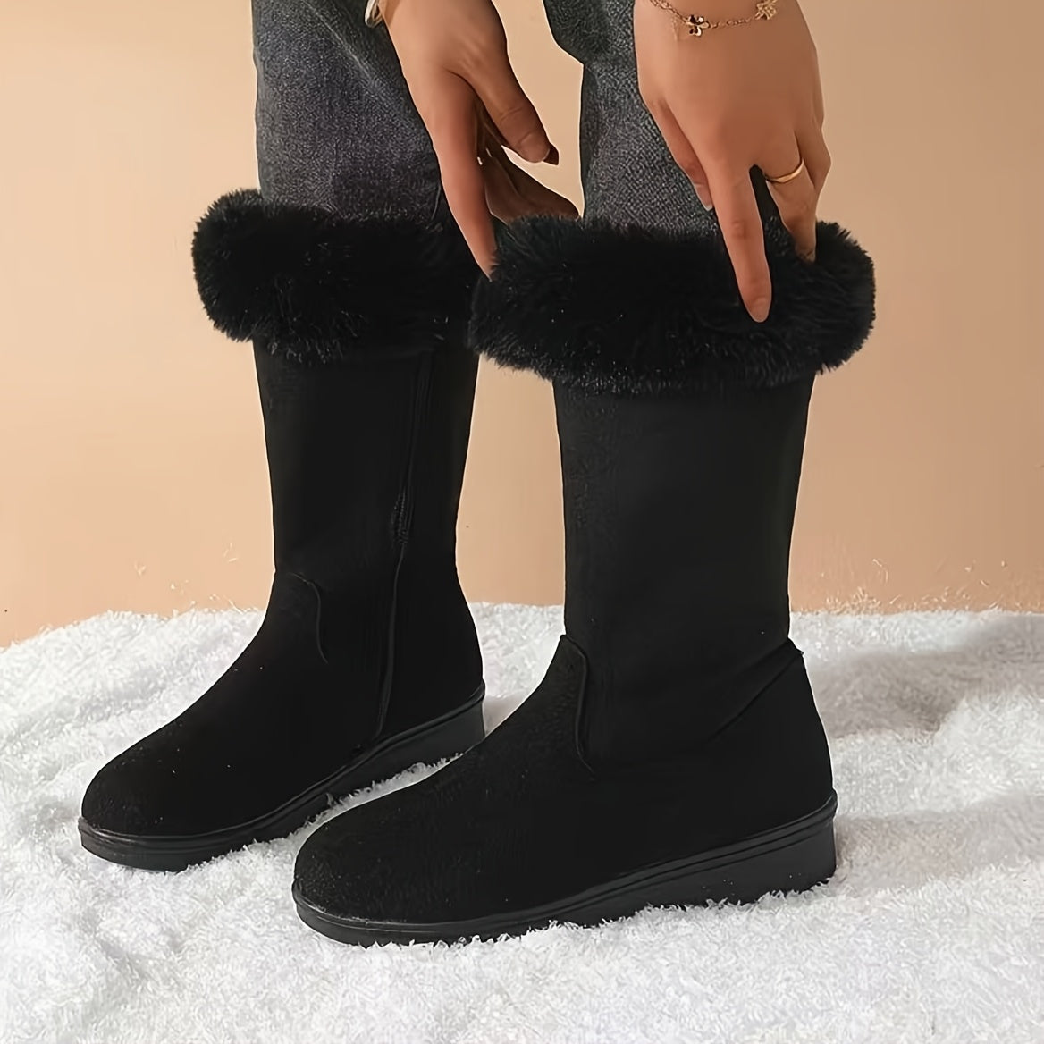Damen Stiefel mit Reißverschluss und kuscheligem Futter - 4 - Trendlinie
