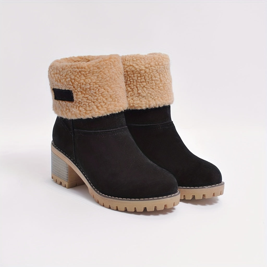 Stiefeletten Damen mit Blockabsatz und kuscheligem Kragen - 1 - Trendlinie