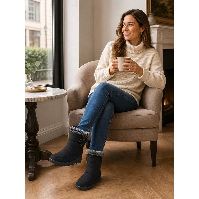 Damen Winterstiefel mit Fleece-Kragen und rutschfester Sohle - 12 - Trendlinie