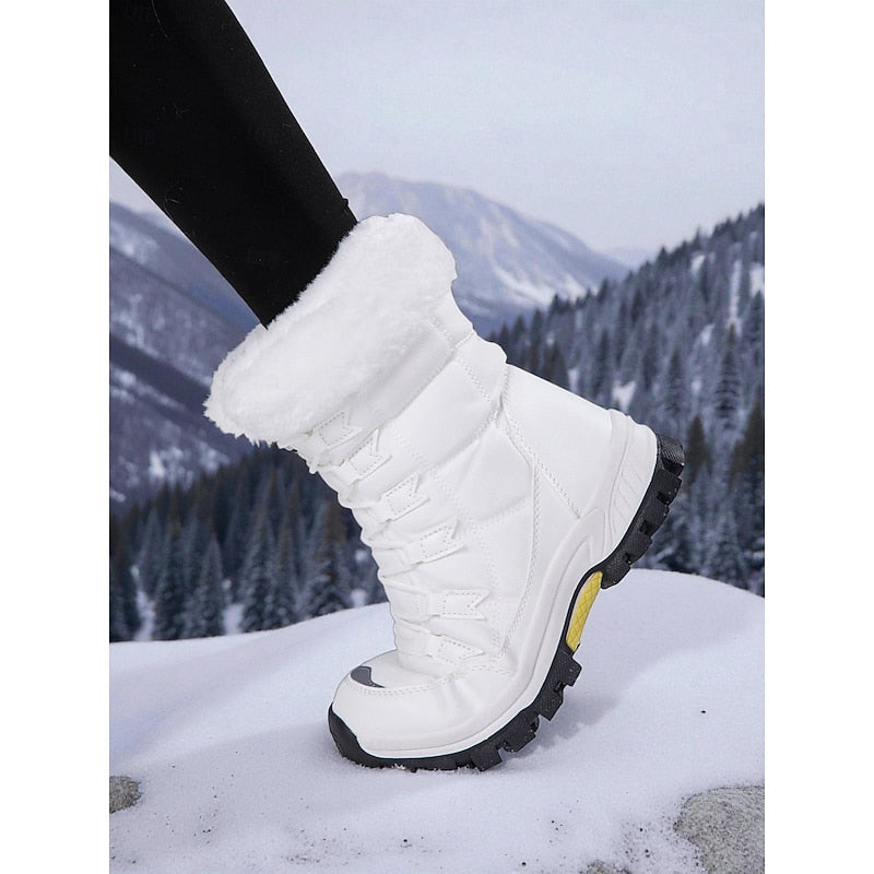 Damen Winterstiefel mit Schnürung und weichem Fellkragen - 3 - Trendlinie