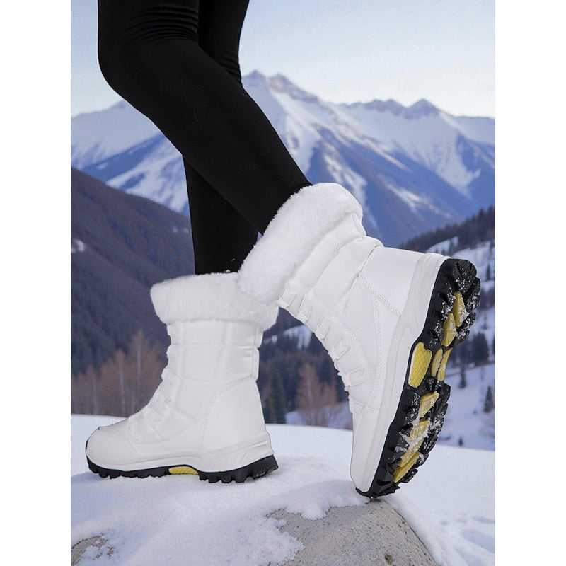 Damen Winterstiefel mit Schnürung und weichem Fellkragen - 4 - Trendlinie