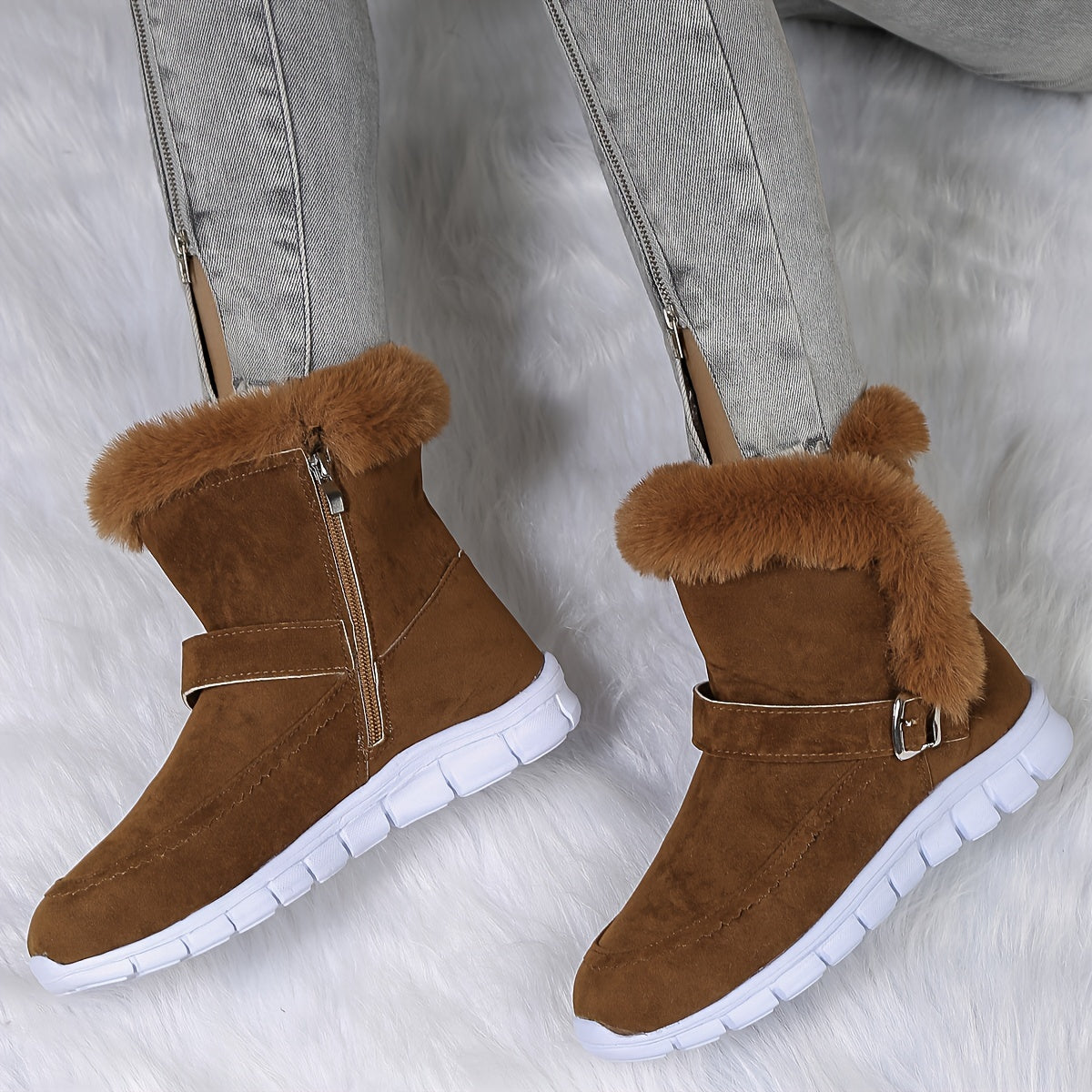 Damen Winterstiefel mit kuscheligem Kragen und praktischer Schnalle - 6 - Trendlinie