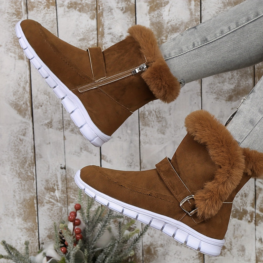 Damen Winterstiefel mit kuscheligem Kragen und praktischer Schnalle - 7 - Trendlinie