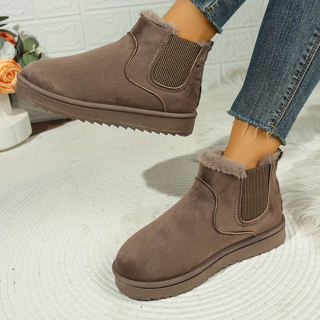 Damen Boots mit seitlichem Gummizug und kuscheligem Futter - 1 - Trendlinie