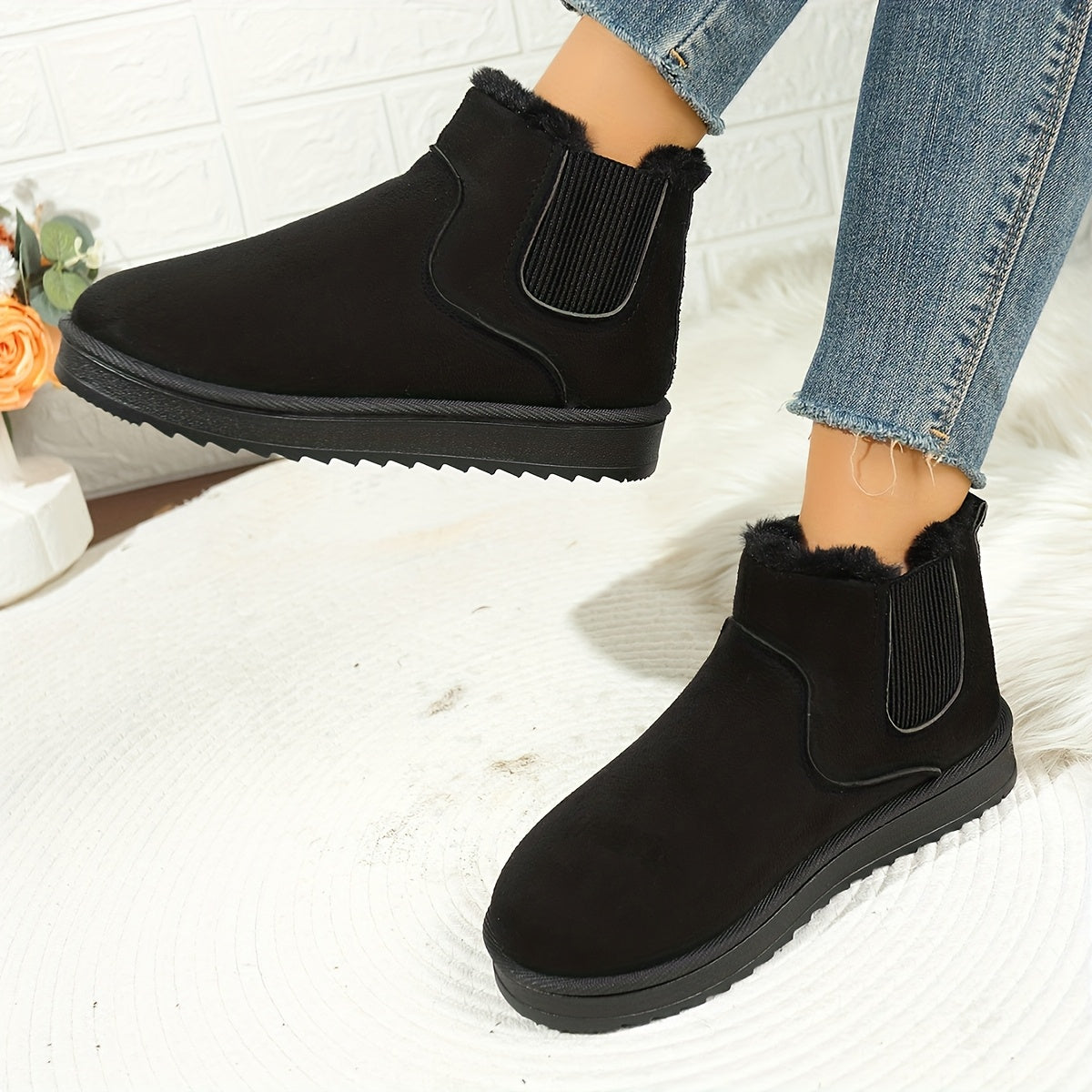 Damen Boots mit seitlichem Gummizug und kuscheligem Futter - 2 - Trendlinie