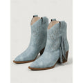 Western Boots Damen mit Blockabsatz und Fransen in Blau - 3 - Trendlinie