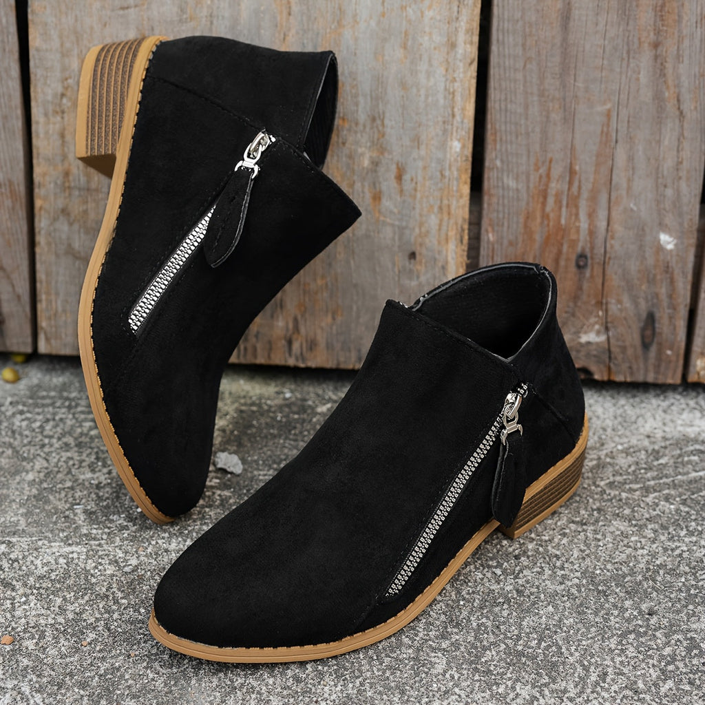 Damen Ankle Boots mit seitlichem Reißverschluss und elegantem Blockabsatz - 3 - Trendlinie