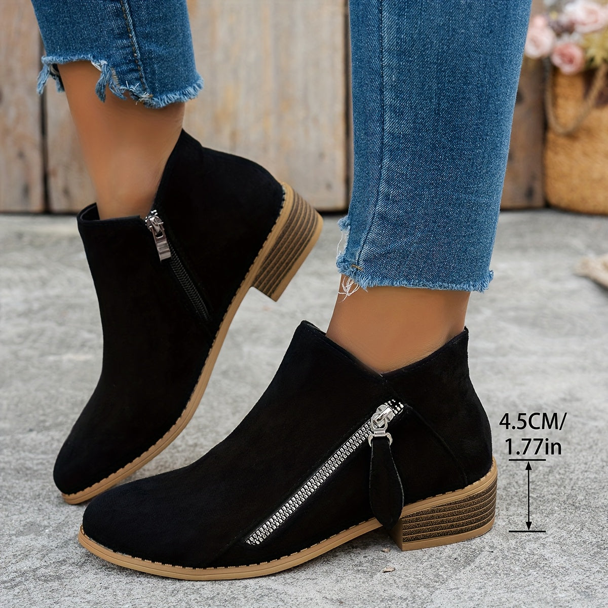 Damen Ankle Boots mit seitlichem Reißverschluss und elegantem Blockabsatz - 5 - Trendlinie