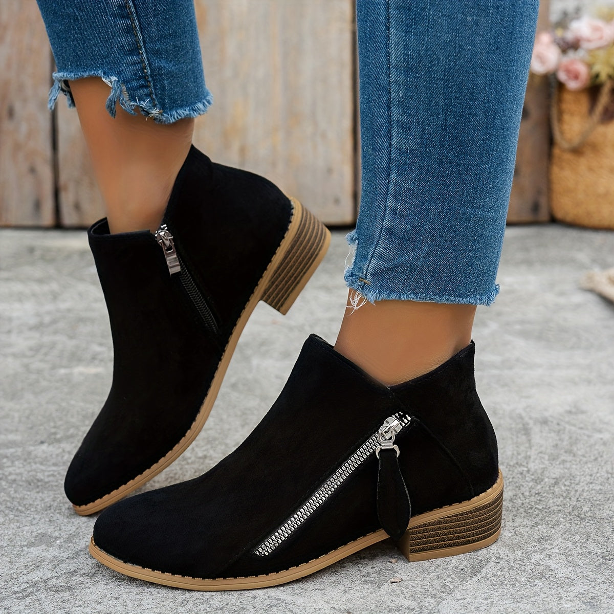Damen Ankle Boots mit seitlichem Reißverschluss und elegantem Blockabsatz - 7 - Trendlinie
