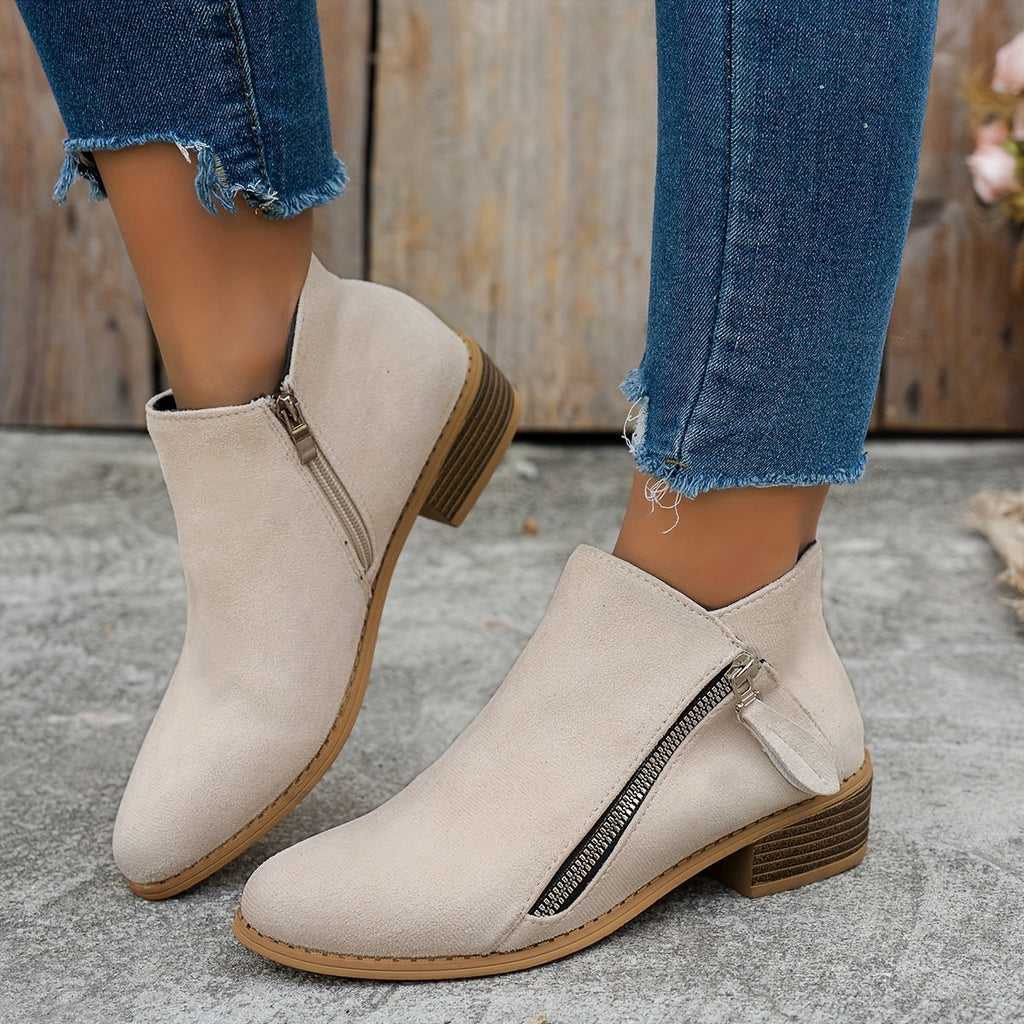 Damen Ankle Boots mit seitlichem Reißverschluss und elegantem Blockabsatz - 8 - Trendlinie