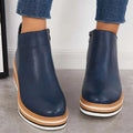 Damen Ankle Boots mit Keilabsatz und Reißverschluss - 6 - Trendlinie