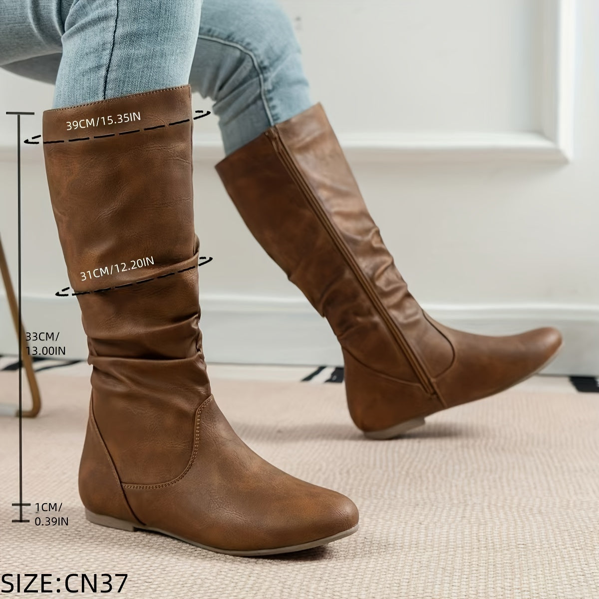 Damen Stiefeletten mit Slouch-Design und Reißverschluss - 3 - Trendlinie