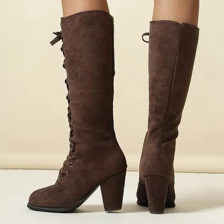 Damen Stiefel mit Knöchelschnitt und Schnürung + stabiler Blockabsatz - 3 - Trendlinie