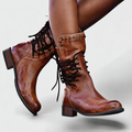 Damen Boots mit Schnürung und Nieten-Design - 1 - Trendlinie