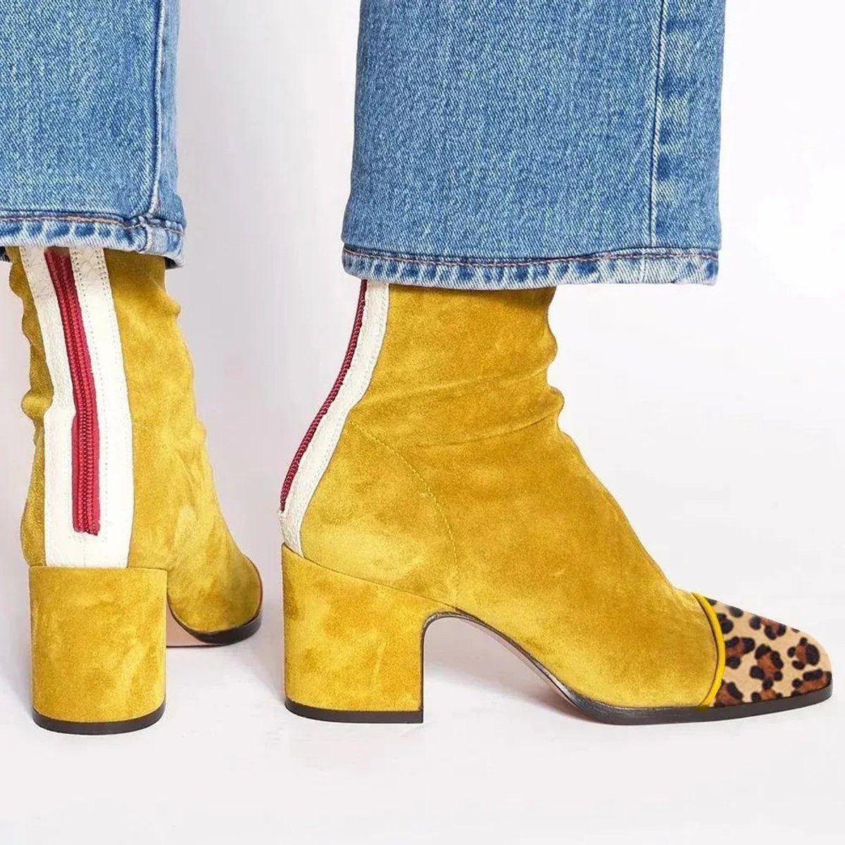 Damen Stiefel mit Blockabsatz und Leopardenmuster - Trendiges Design - 1 - Trendlinie