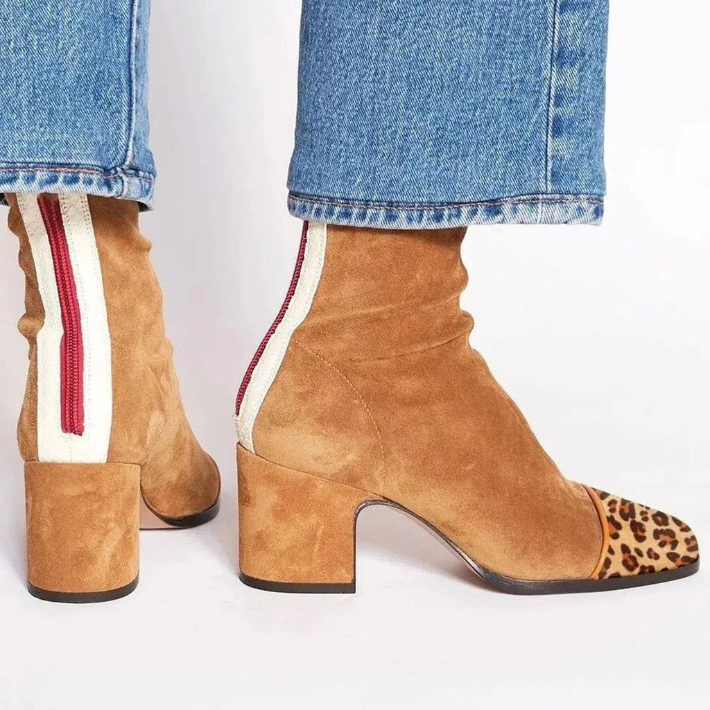 Damen Stiefel mit Blockabsatz und Leopardenmuster - Trendiges Design - 2 - Trendlinie