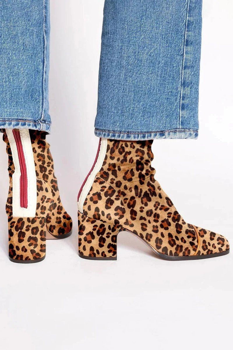 Damen Stiefel mit Blockabsatz und Leopardenmuster - Trendiges Design - 6 - Trendlinie