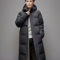 Langer Wintermantel Damen mit Kapuze und figurbetonter Silhouette - 1 - Trendlinie