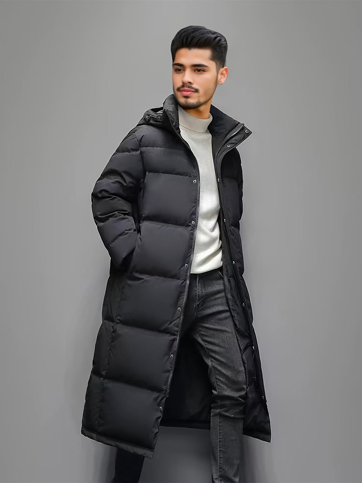 Langer Wintermantel Damen mit Kapuze und figurbetonter Silhouette - 2 - Trendlinie