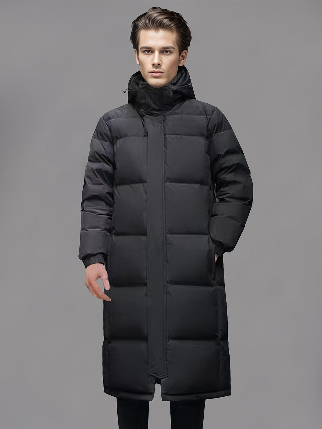Langer Wintermantel Damen mit Kapuze und figurbetonter Silhouette - 4 - Trendlinie