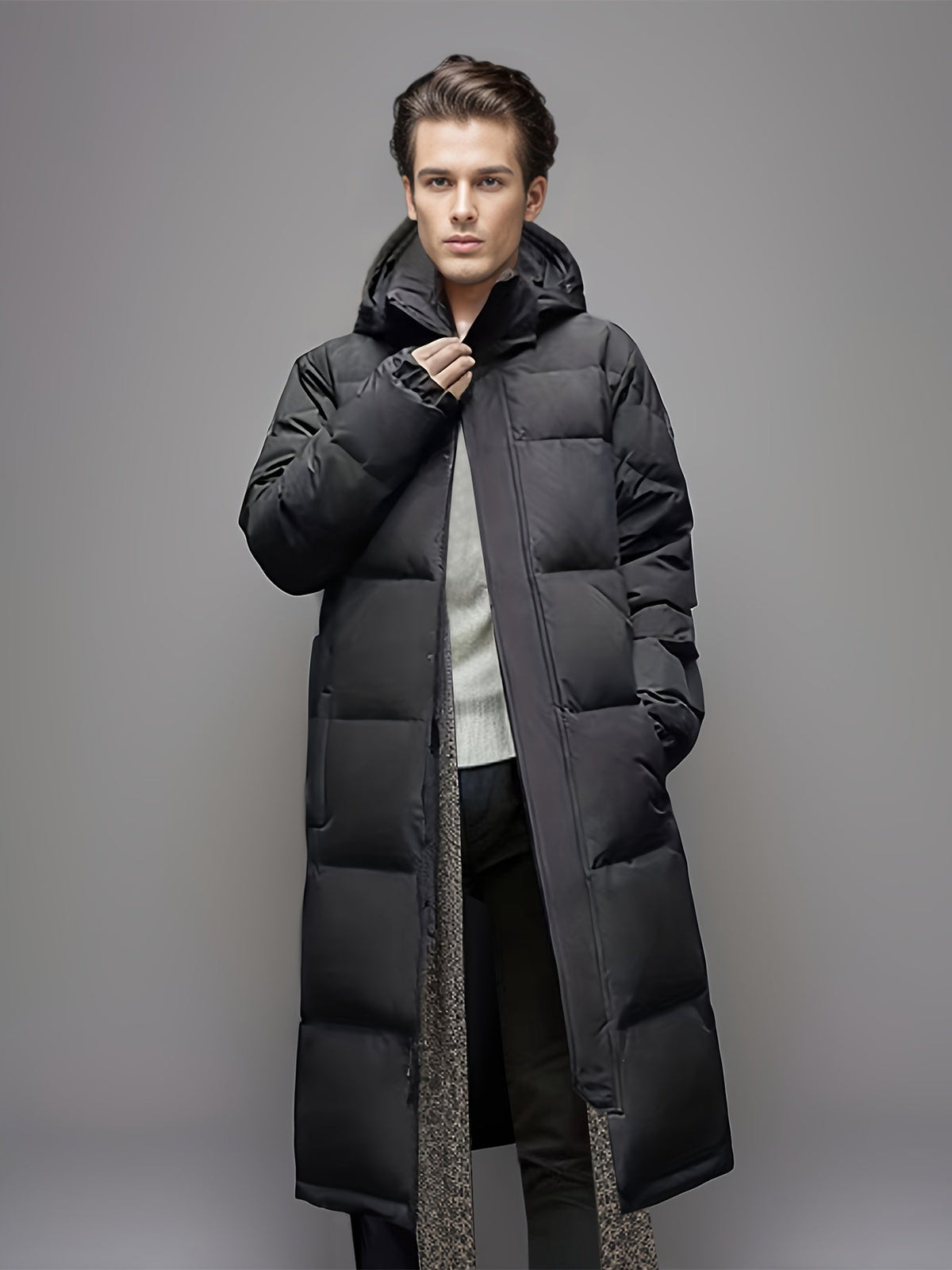 Langer Wintermantel Damen mit Kapuze und figurbetonter Silhouette - 5 - Trendlinie