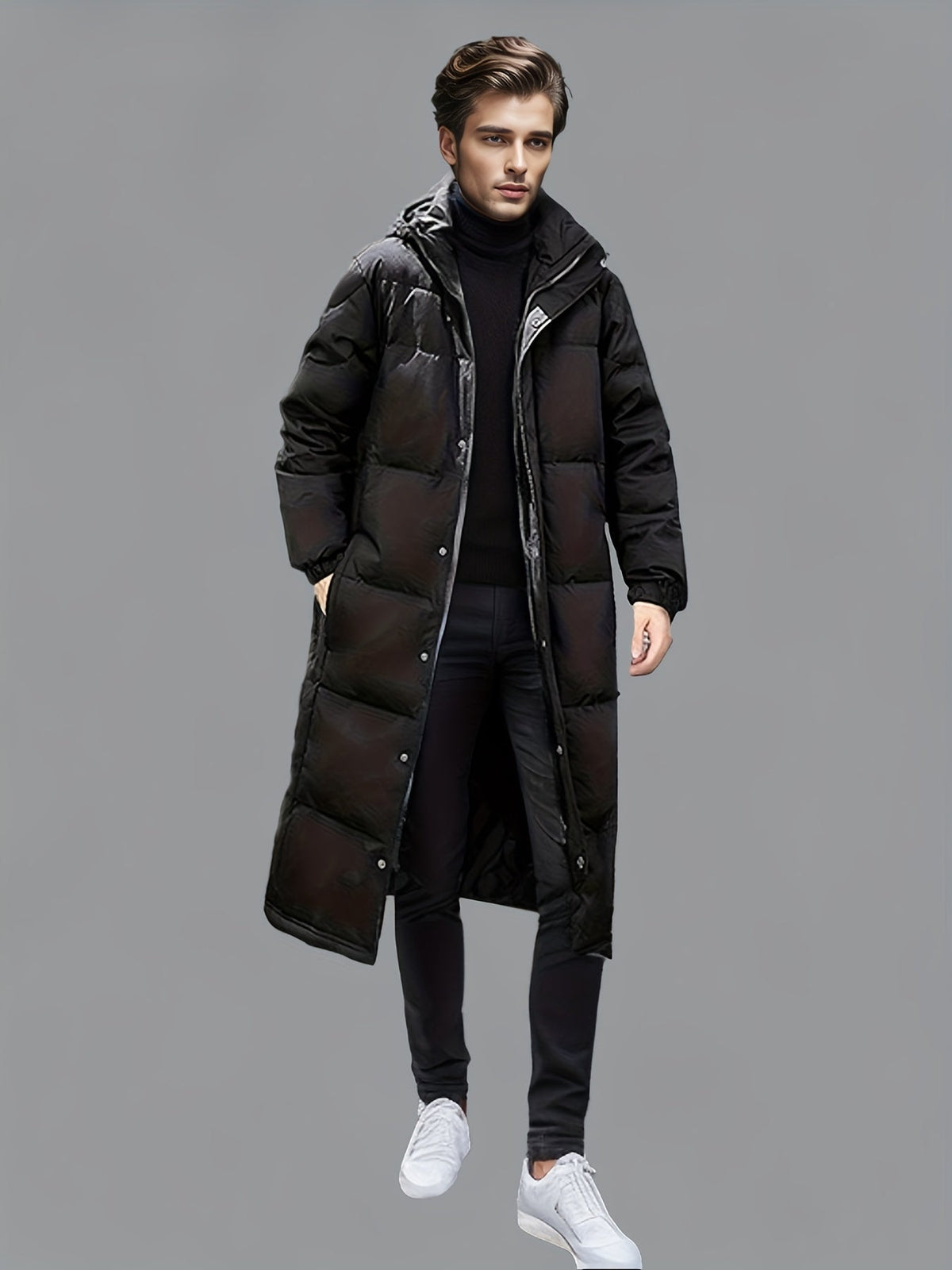 Langer Wintermantel Damen mit Kapuze und figurbetonter Silhouette - 7 - Trendlinie