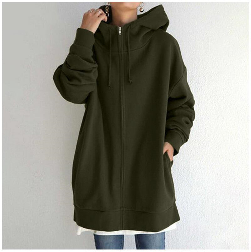 Oversized Hoodie Damen mit Kapuze und Reißverschluss – lässiger Look - 1 - Trendlinie