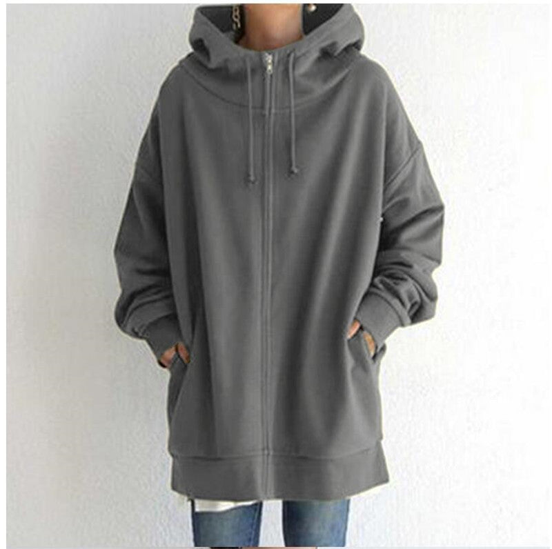 Oversized Hoodie Damen mit Kapuze und Reißverschluss – lässiger Look - 2 - Trendlinie