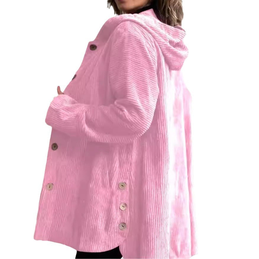 Damen Jacke mit Kapuze und Knopfdetails, lässiger Schnitt - 2 - Trendlinie