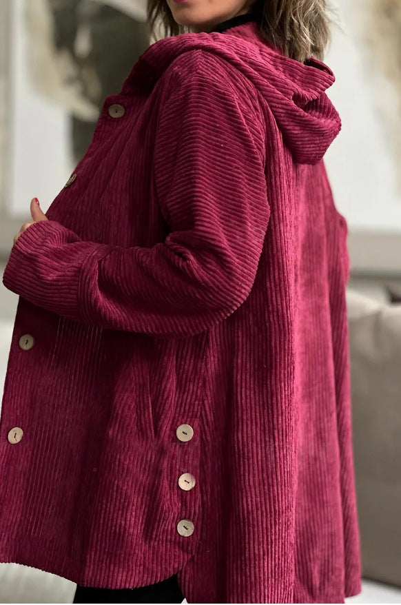 Damen Jacke mit Kapuze und Knopfdetails, lässiger Schnitt - 4 - Trendlinie