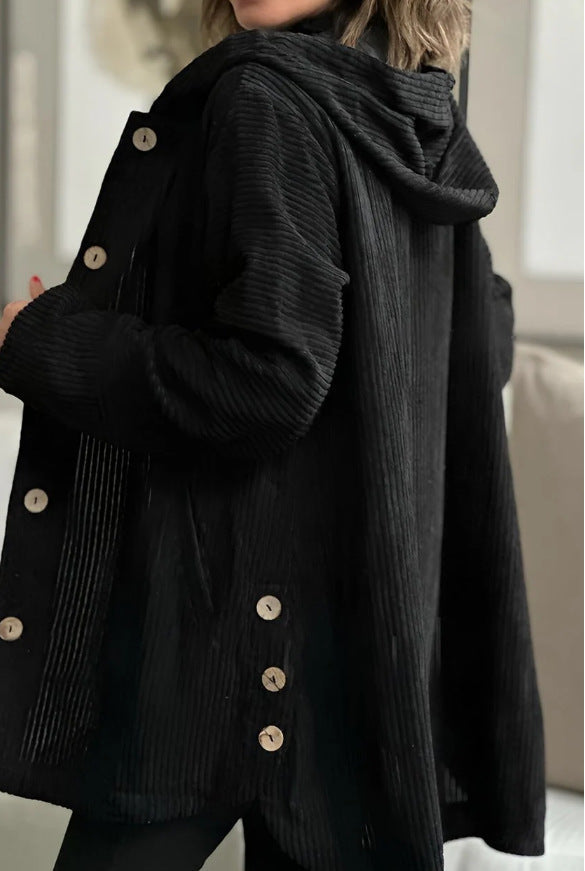 Damen Jacke mit Kapuze und Knopfdetails, lässiger Schnitt - 6 - Trendlinie